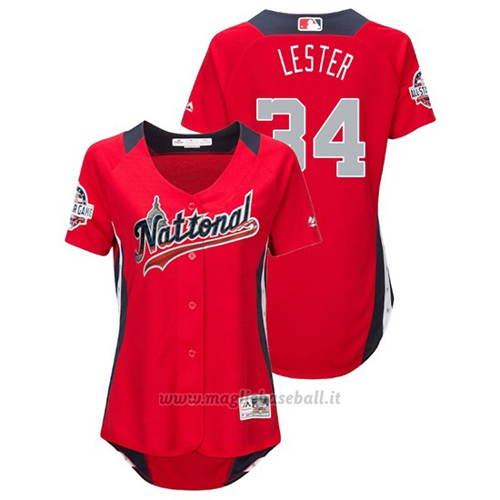 Maglia Baseball Donna All Star Game Majestic Jon Lester 2018 1ªRun Derby National League Rosso